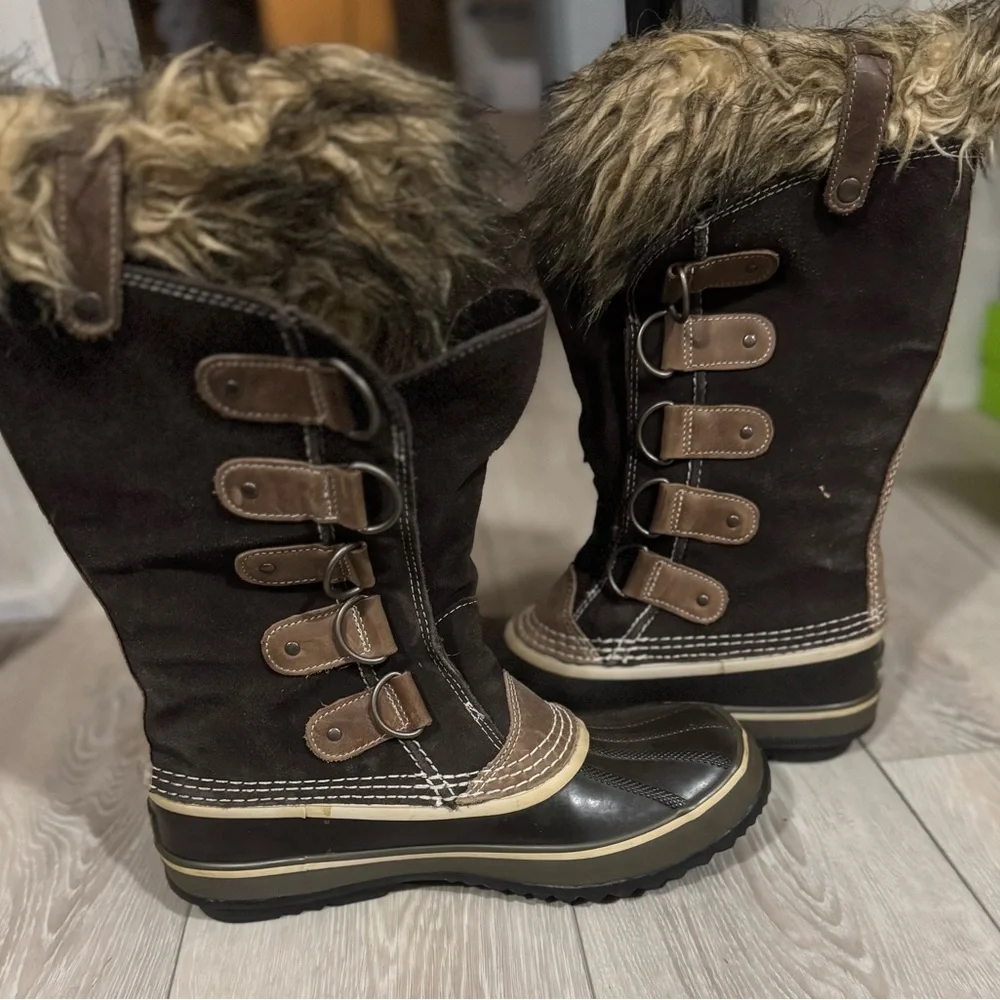 Size 10 - Sorel Joan of Artic Brown/Tan Fur-Lined Boots